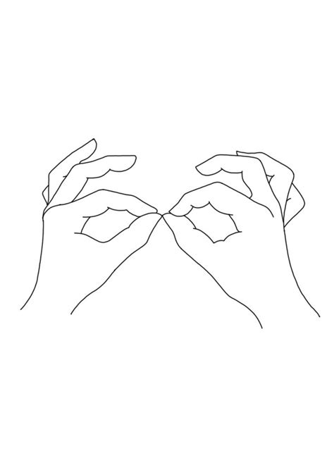 Women S Hands Linear Line Drawing Minimal Illustration By The Colour