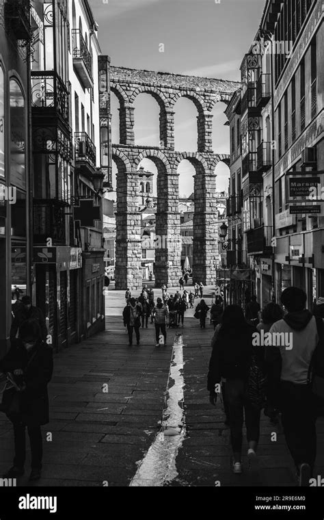 Segovia Espa A De Febrero De El Antiguo Acueducto Romano De