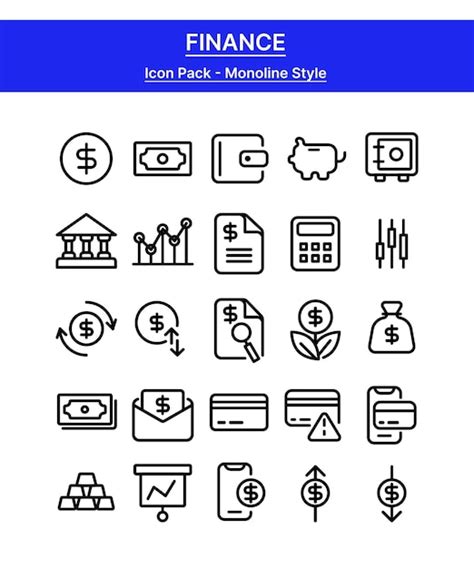 Paquete De Iconos De Finanzas Monoline Vector Premium