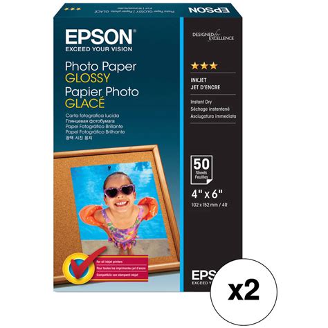 Epson Value Photo Paper Glossy 4 X 6 100 Sheets 2 Pack B H