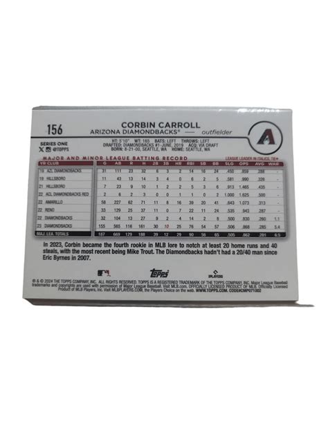 Corbin Carroll 2024 Topps Series 1 156 All Star Rookie Cup Arizona