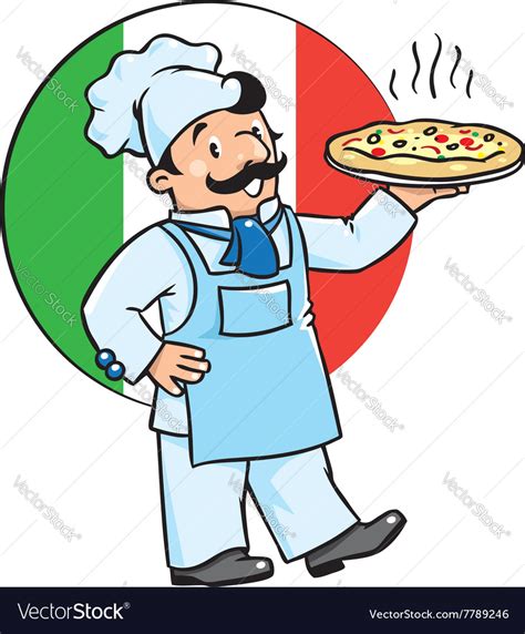 Funny Cook Or Chef With Pizza Royalty Free Vector Image