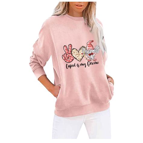 Munlar Valentine S Day Sweatshirts For Women Oversized Pink Long Sleeve