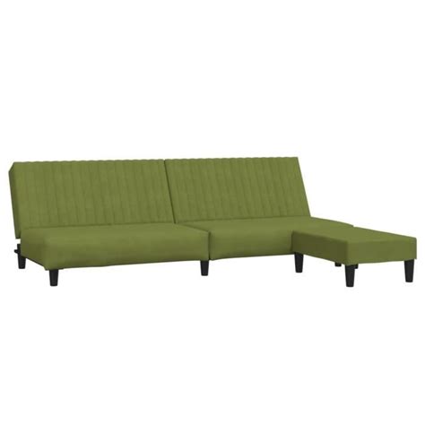 Abb Canap Lit Places Avec Repose Pied Vert Clair Velours Qqmora