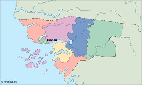 Physical And Political Map Of Guinea Bissau Adobe Illustrator Ai