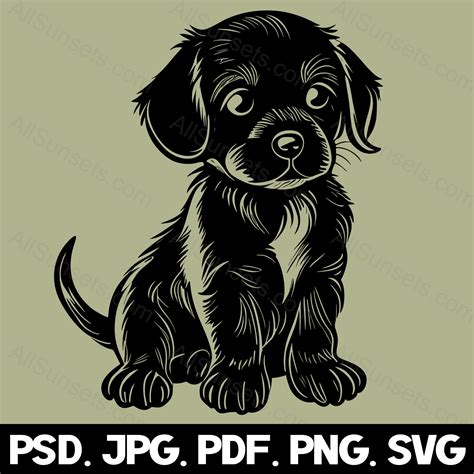 Cute Puppy Silhouette Svg Png Jpg Pdf Psd File Types Black Dog - Etsy