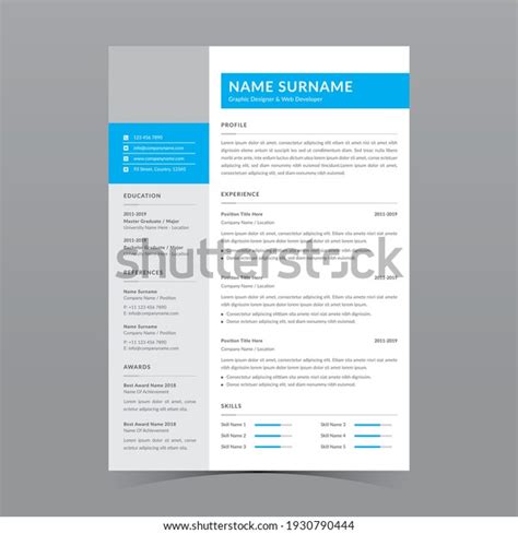 Professional Resume Template Vector Design Stock Vector Royalty Free 1930790444 Shutterstock