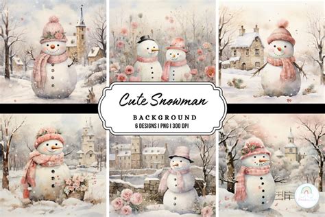 Cute Pink Snowman Background