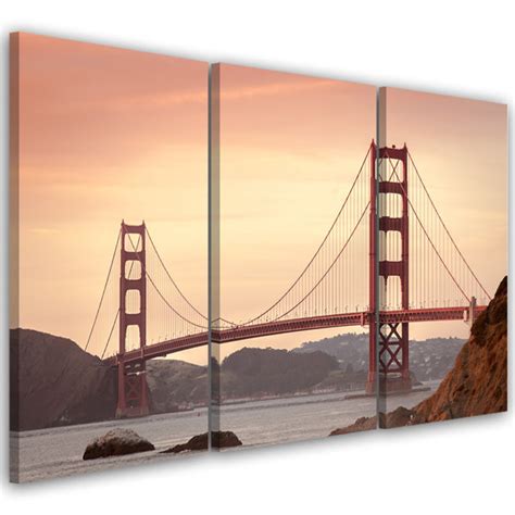 Ebern Designs Golden Gate Bridge San Francisco 3 Piece Wrapped Canvas