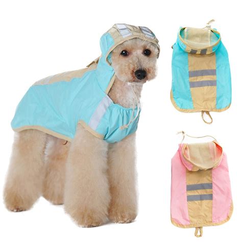 Reflective Hooded Raincoat For Small Medium Dogs Outdoor Walking