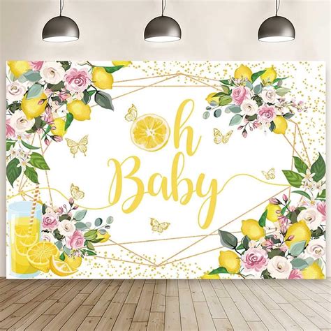 Amazon AIBIIN 7x5ft Lemon Baby Shower Backdrop For Girls Pink And