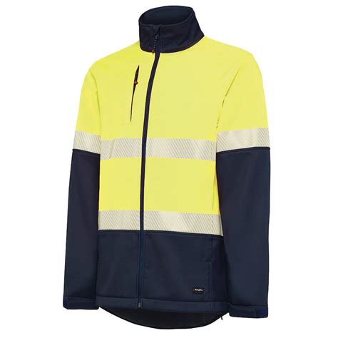 King Gee K55034 Men S Hi Visibility Two Tone Soft Shell Jacket Reflective Tape Polyester