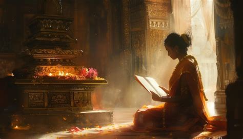 Premium Photo | An intimate scene of a devotee reading the Hanuman ...