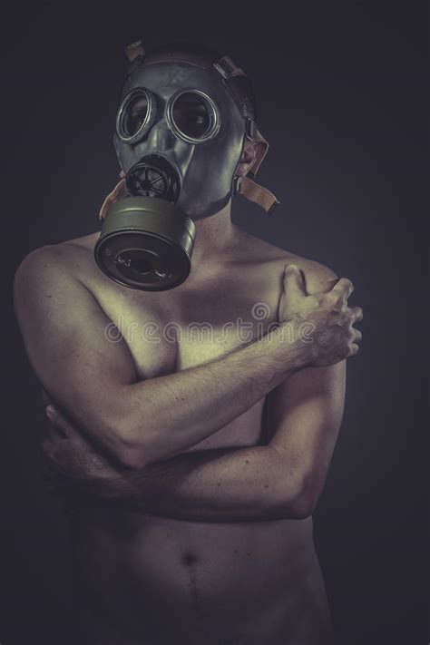 Concept Of Risk Of Contamination Naked Man With Gas Mask Stock Image Image Of Chemistry Hate