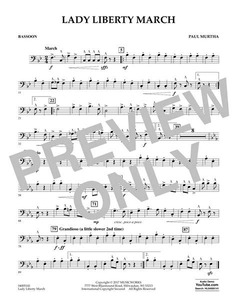 Lady Liberty March Bassoon By Paul Murtha Sheet Music For Concert