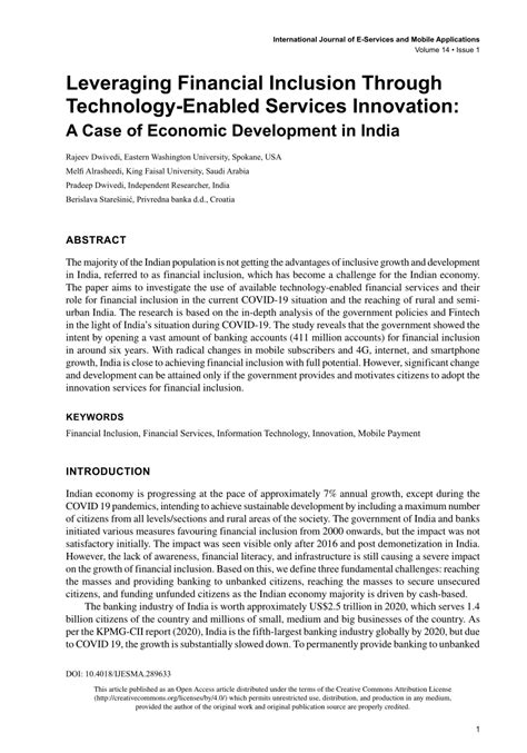 Pdf Leveraging Financial Inclusion Through Technology Enabled