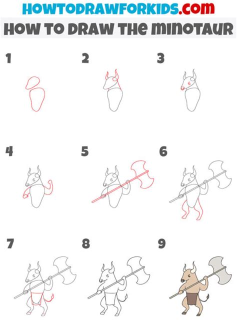 How To Draw The Minotaur Easy Drawing Tutorial For Kids