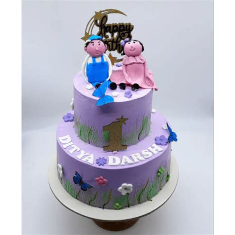 Two Tier Twins Theme Cake Magic Bakers Delicious Cakes