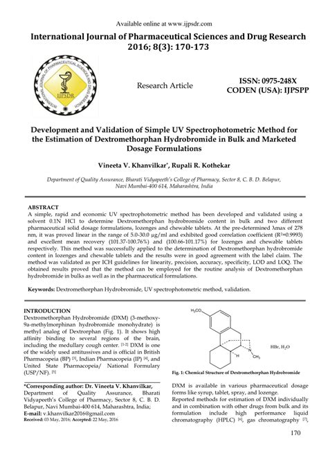 (PDF) Development and Validation of Simple UV Spectrophotometric Method ...