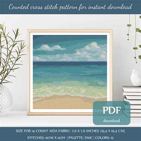 Beach Cross Stitch Pattern Pdf Coast Cross Stitch Pattern Etsy