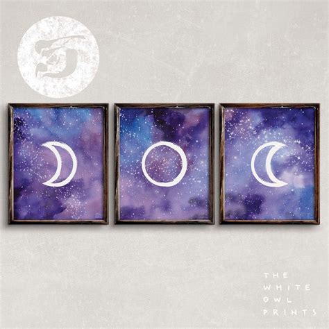 Triple Moon Symbol Set of 3 Prints Triple Goddess Neopaganism Wicca Pagan Wall Art Print Poster ...