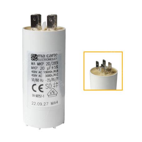 Condensateur 20uF µF démarrage permanent pour moteur Cosses