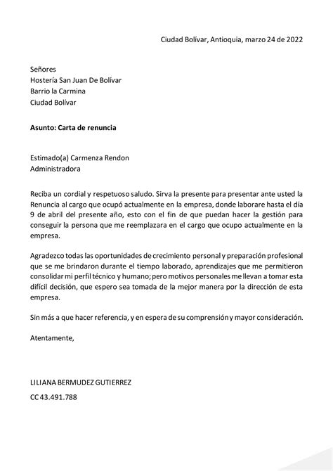 Carta De Renunciadocx