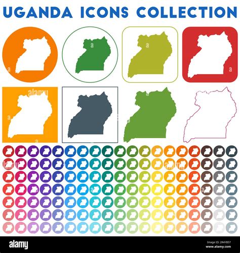 Uganda Icons Collection Bright Colourful Trendy Map Icons Modern