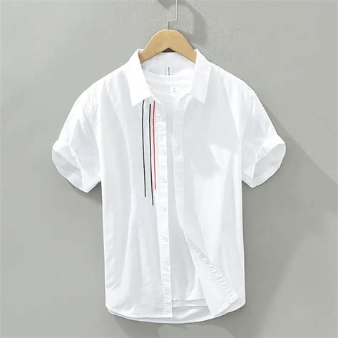 Mens Short Sleeve White Shirts Men Clothe Casual White Shirts White