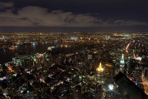 Night View From Empire State Building Top Deck 102nd Floor