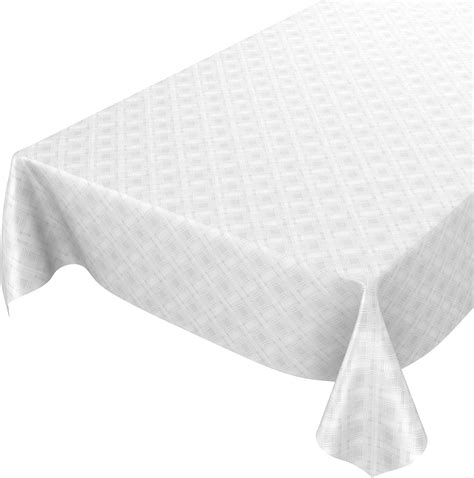 ANRO Nappe en toile cirée lavable motif à carreaux uni blanc