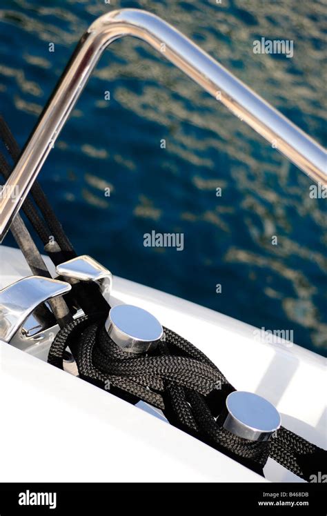 Detail Of Ropes And Chrome Hand Rail On Board A Super Yacht Picture By