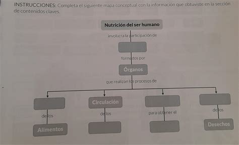 INSTRUCCIONES Completa el siguiente mapa conceptual con la información