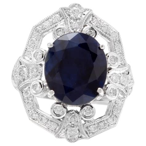 Carat Exquisite Natural Blue Sapphire And Diamond Karat Solid