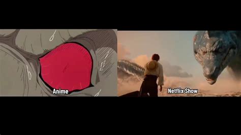 Shanks Saves Luffy Anime Vs Live Action Haki Against Sea Beast One