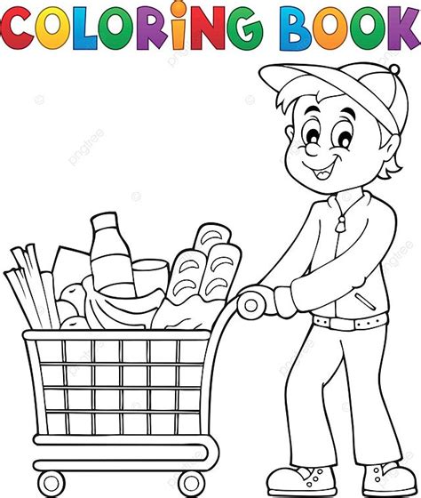 Livre De Coloriage Homme Avec Client De Vecteur De Style Panier Vecteur