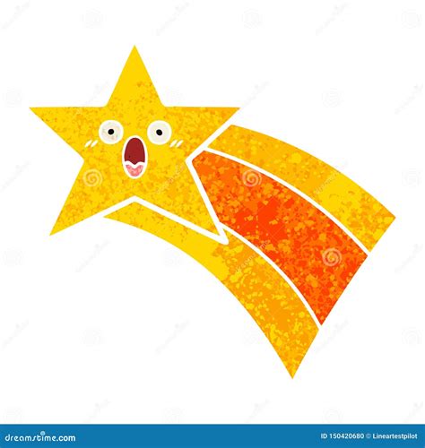 Retro Illustration Style Cartoon Of A Shooting Rainbow Star Stock