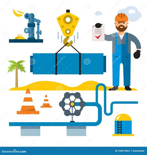 Gás E Indústria Petroleira Do Vetor Desenhos Animados Coloridos Do