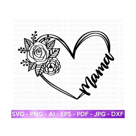 Mama Floral Heart Svg Mother Svg Blessed Mom Svg Mom Shir Inspire Uplift