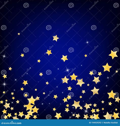 Yellow Falling Stars Vector Blue Background Stock Vector