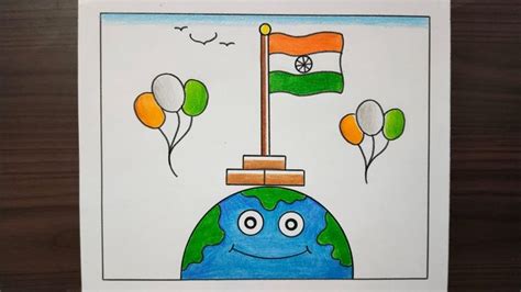 a drawing of the earth with balloons and a flag on top is shown in ...