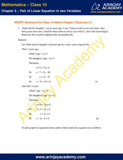 NCERT Solutions For Class 10 Maths Chapter 3 Exercise 3 1 Pair Of