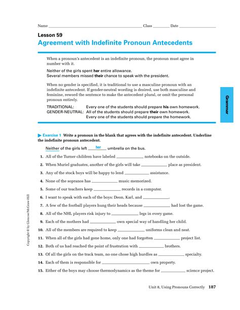 Subject Verb And Pronoun Antecedent Agreement Worksheets Pro