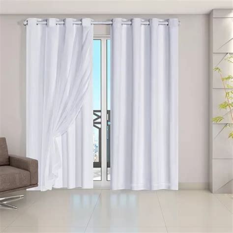 Cortina Blackout Blecaute Pvc C Voil M X M Prime Cor Branco