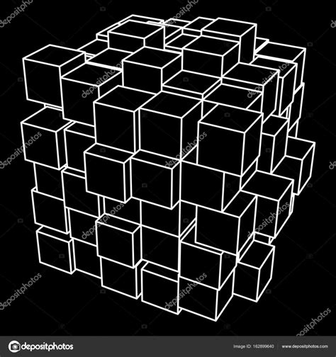 Wireframe Mesh Cube Stock Vector Image By Newb1 162899640