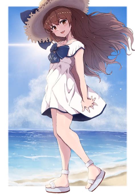 Safebooru 1girl Alternate Hair Length Alternate Hairstyle Beach Blue