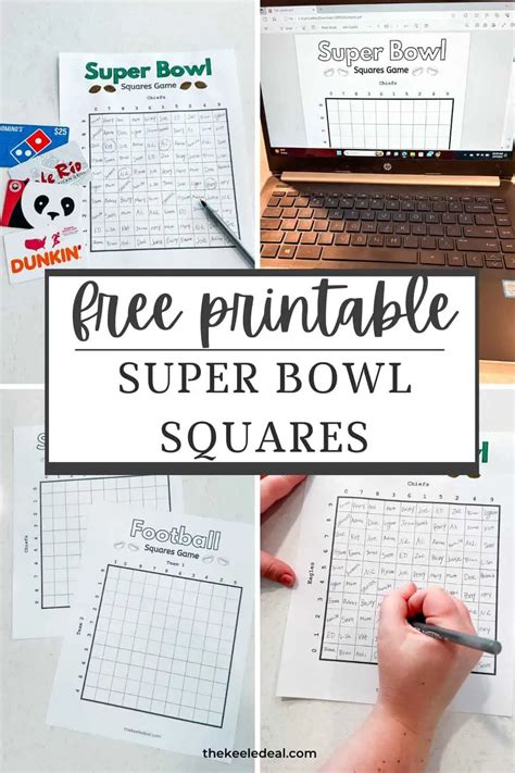 Free Printable Super Bowl Board (Football Squares) - The Keele Deal