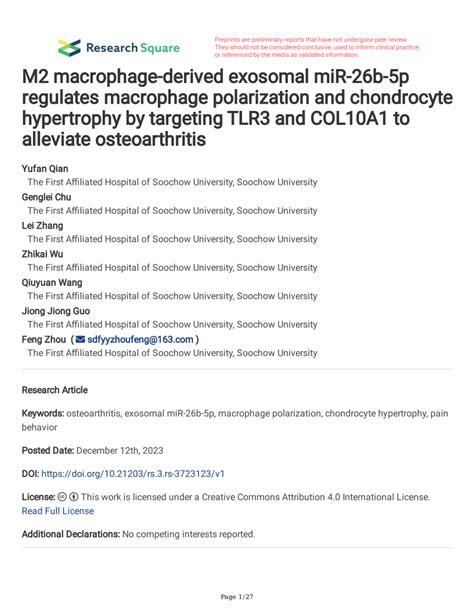 Pdf M Macrophage Derived Exosomal Mir B P Regulates Macrophage