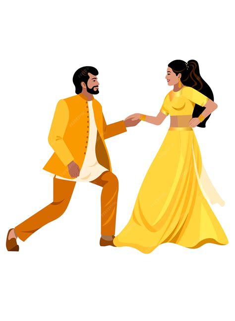 Premium Vector | Wedding indian sangeet dance couple