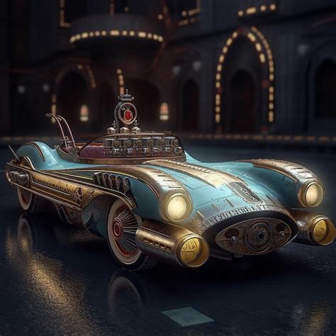 Premium Ai Image Steampunk Corvette Drive Car Generative Ai